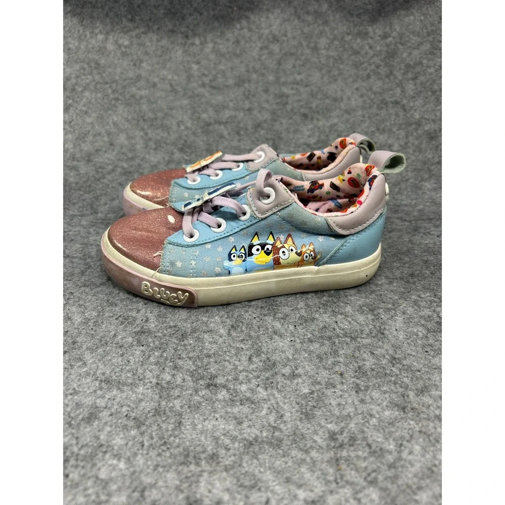 Ground Up Unisex Bluey Low Top Sneaker 10 Pink Blue Glitter Character Charm